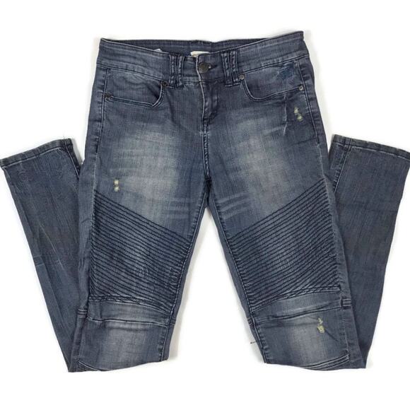 Silence + Noise Moto Jeans Skinny Twig High Rise Distressed Denim Women Sz 26 - Picture 1 of 8